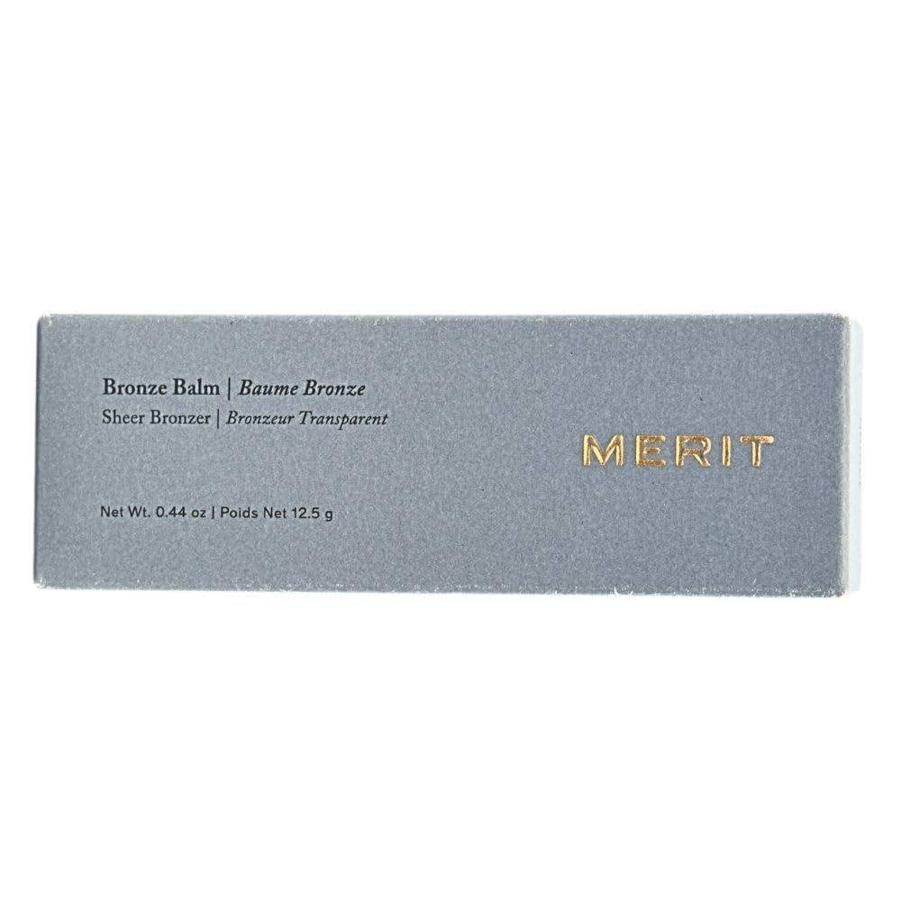 Merit Bronze Balm Sheer Sculpting Bronzer Quince compact close-up, natural warmth for fair skin