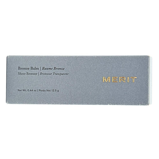 Merit Bronze Balm Sheer Sculpting Bronzer Quince compact close-up, natural warmth for fair skin