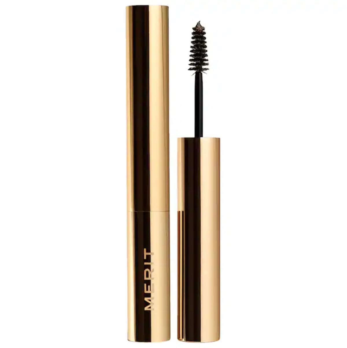 Merit Brow 1980 volumizing eyebrow pomade gel tube defines arches with natural fullness.