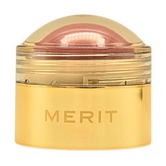 Merit Flush Balm Archival swatch showing cool mauve with soft, buildable color for cheeks and lips.
