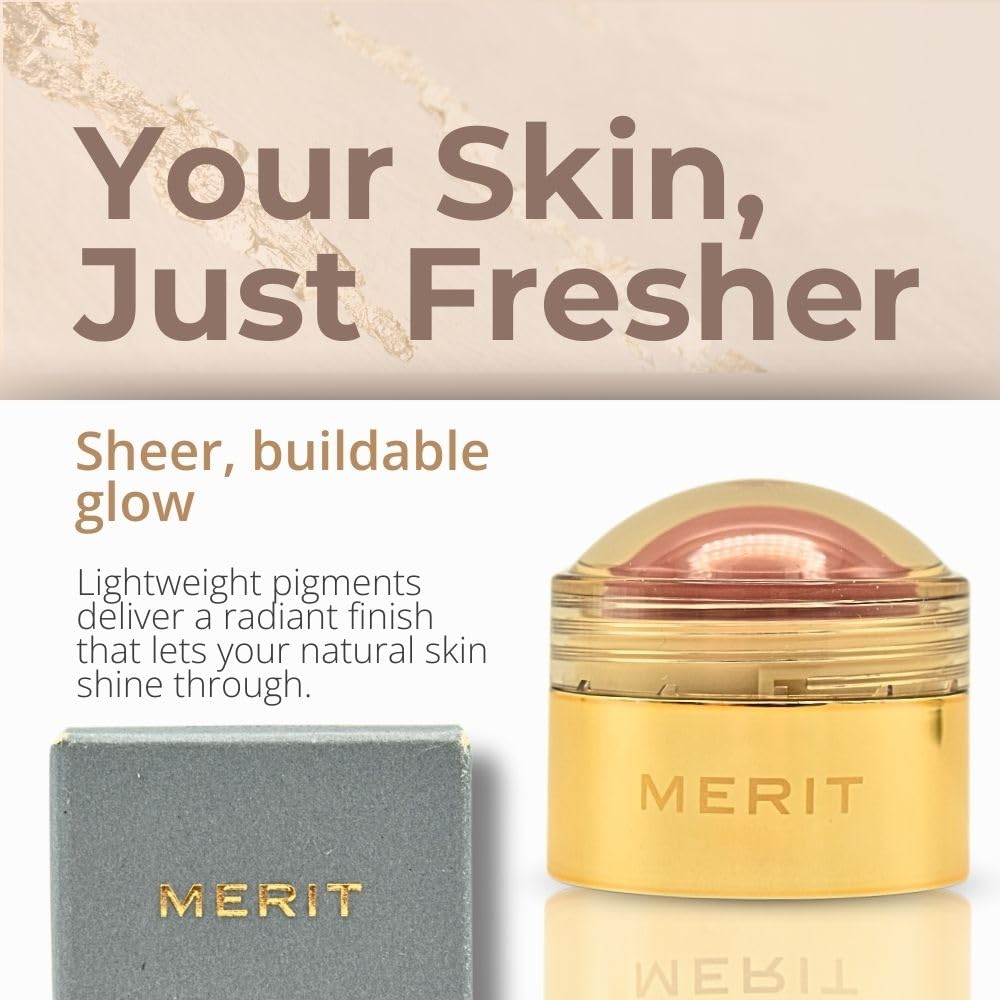 Merit packaging tube image highlights vegan, cruelty-free beauty in a portable format.