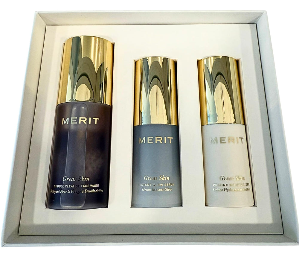 MERIT Mini Great Skin Trio: double cleanse face wash bottle for a refreshing cleansing routine
