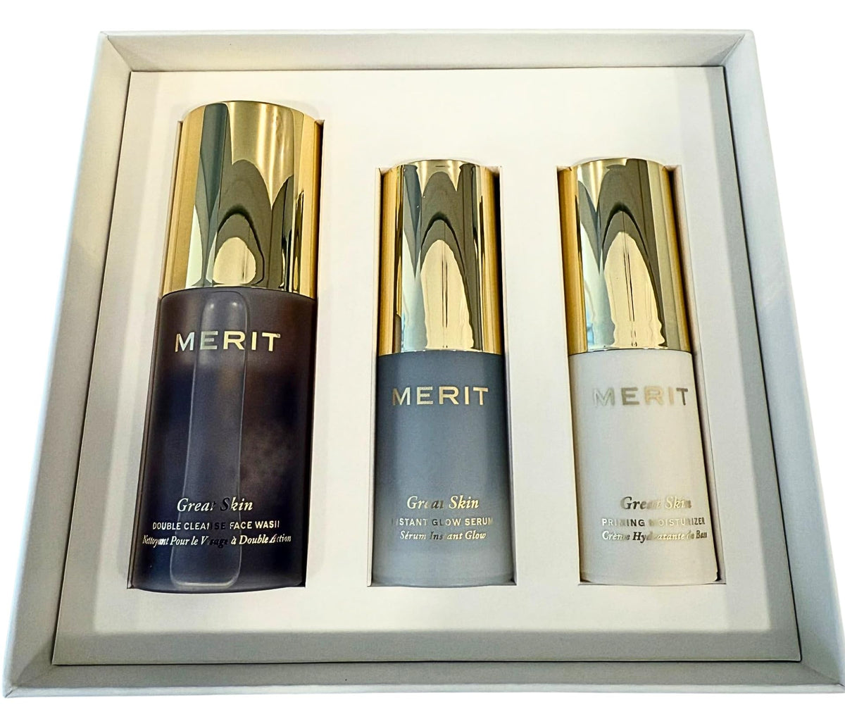 MERIT Mini Great Skin Trio: double cleanse face wash bottle for a refreshing cleansing routine