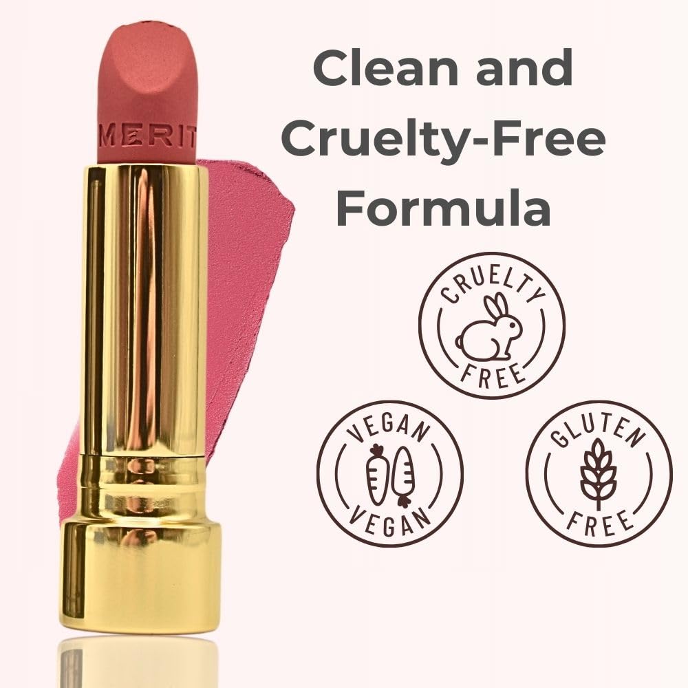 Merit Signature Lip Sunday packaging highlights eco-friendly design with recycled plastic.