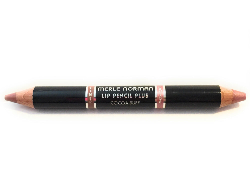 Merle Norman Lip Pencil Plus Cocoa Buff close-up shows dual lip color and liner.