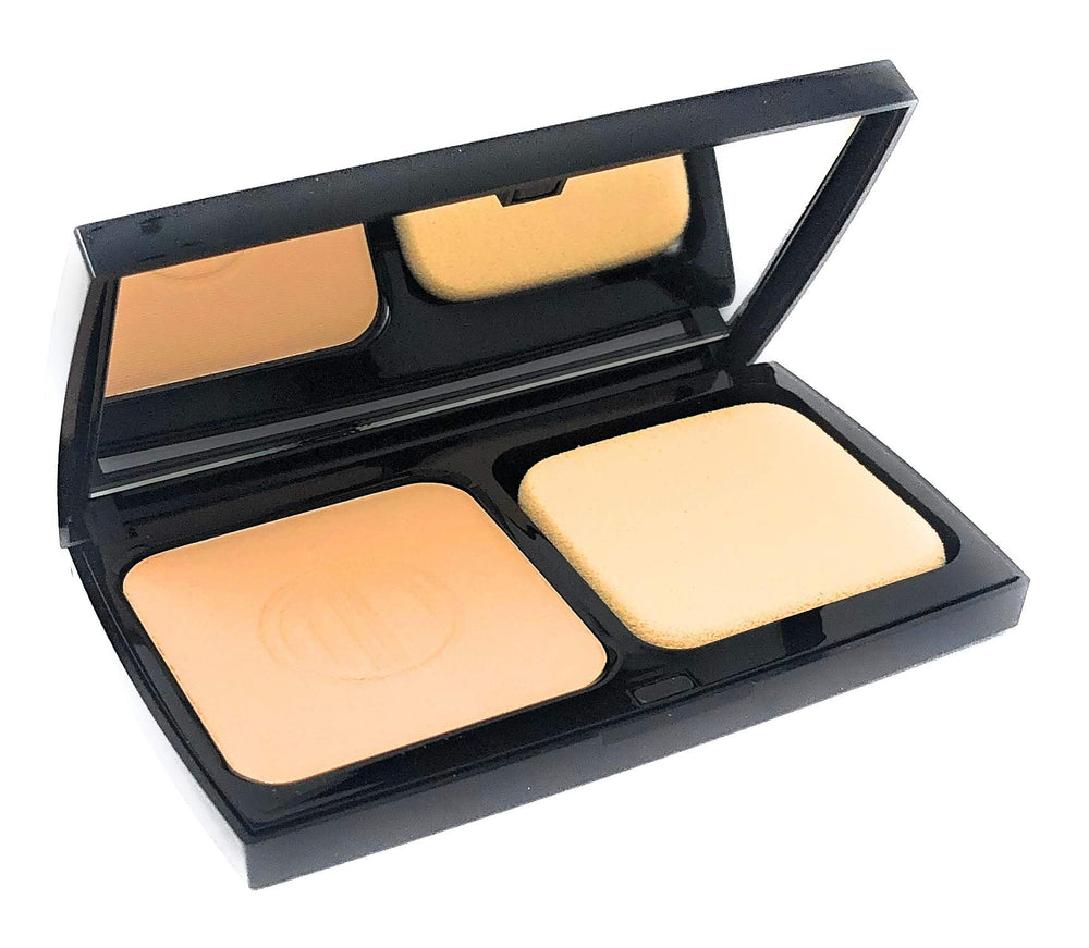 Merle Norman Ultra Powder Foundation Cream compact showing buildable coverage for on the go touch ups