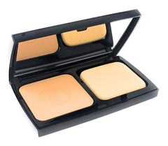 Merle Norman Ultra Powder Foundation Cream compact showing buildable coverage for on the go touch ups
