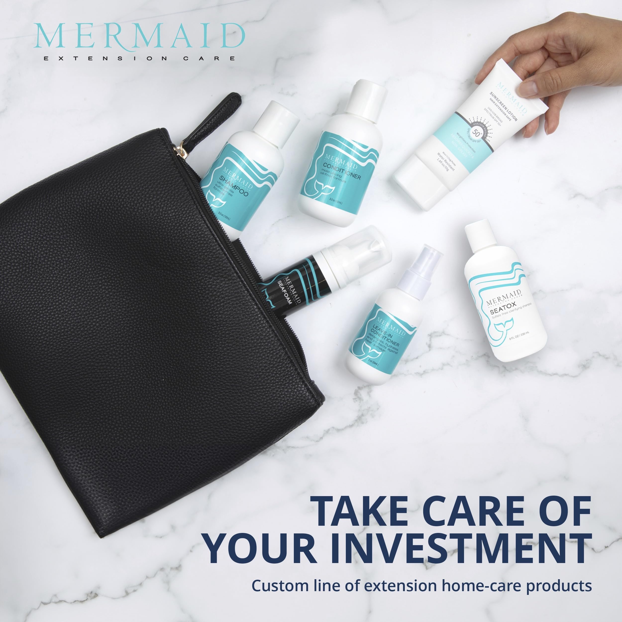 Mermaid Extension Care extension-safe formula supports longevity and easy styling.