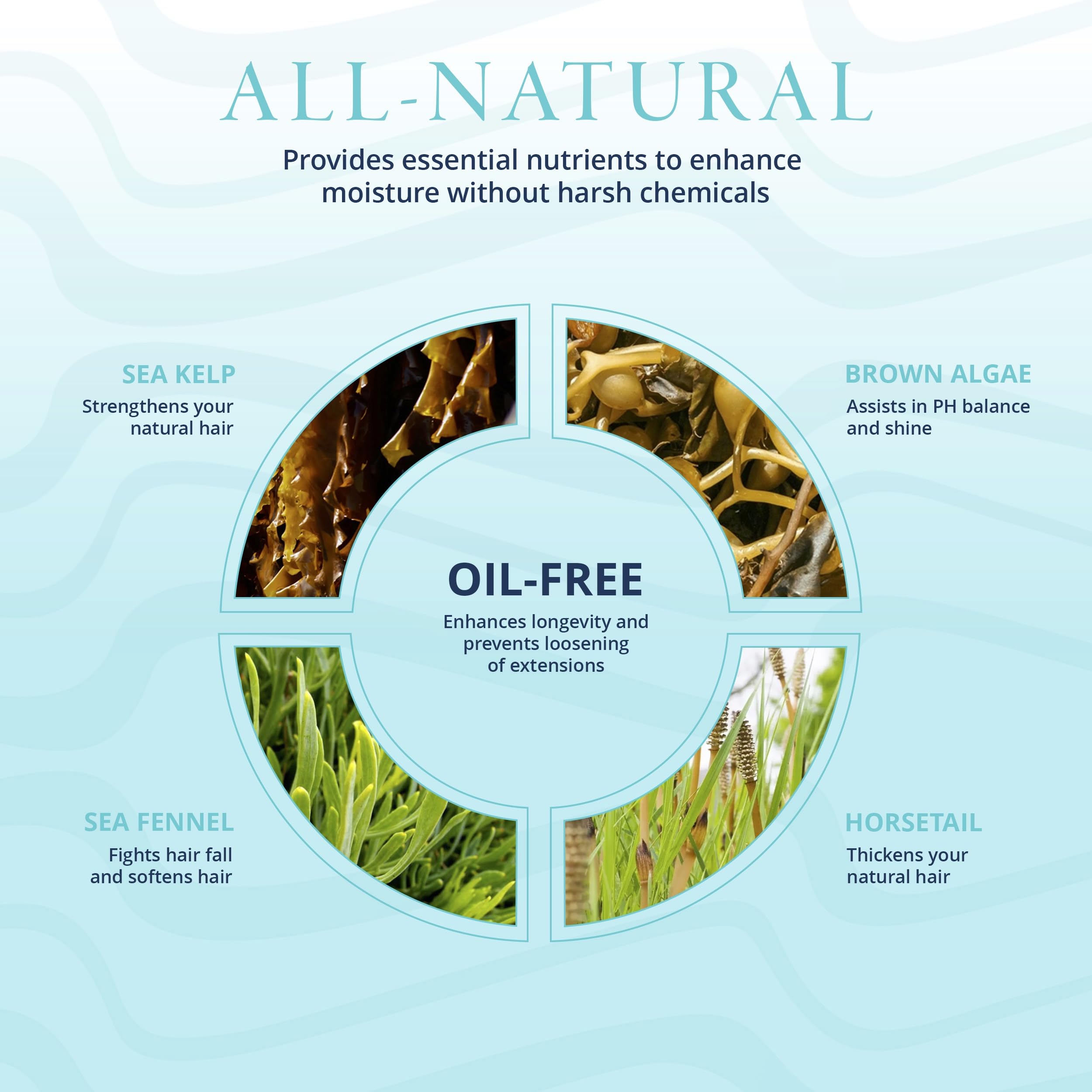 Mermaid Extension Care nourishing ingredients hydrate and fortify for healthier-looking hair.