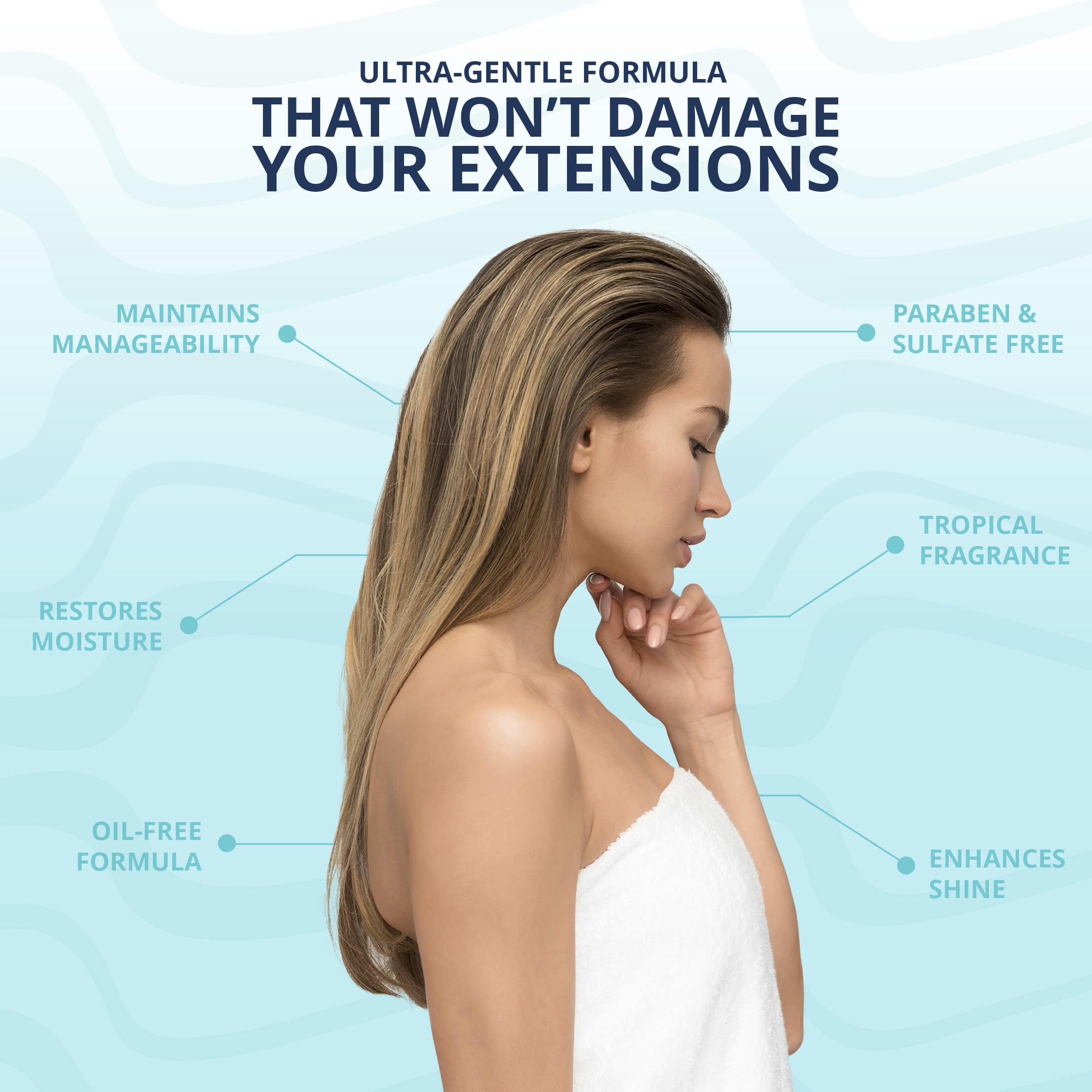 Mermaid Extension Care Seatox bottle highlights horsetail soothing properties for scalp comfort.