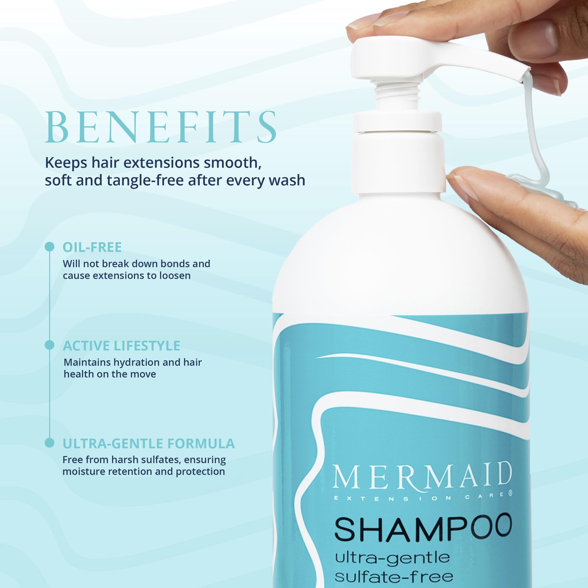Mermaid Extension Care Shampoo foam close-up with rich lather for cleansing