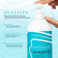 Mermaid Extension Care Shampoo foam close-up with rich lather for cleansing