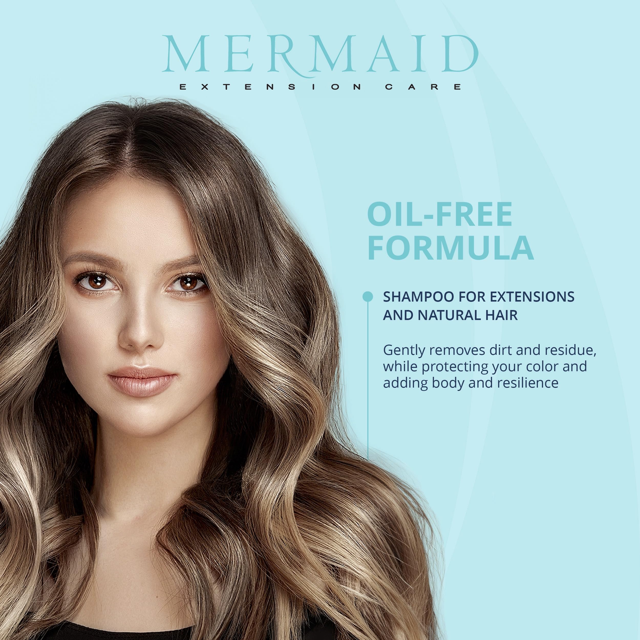 Mermaid Extension Care Shampoo pour into hand showing easy application