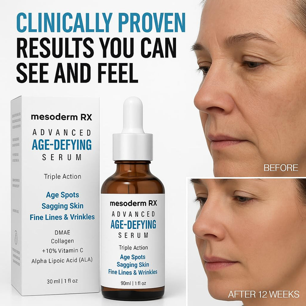 Hand applying Mesoderm RX serum shows light, non-greasy texture.