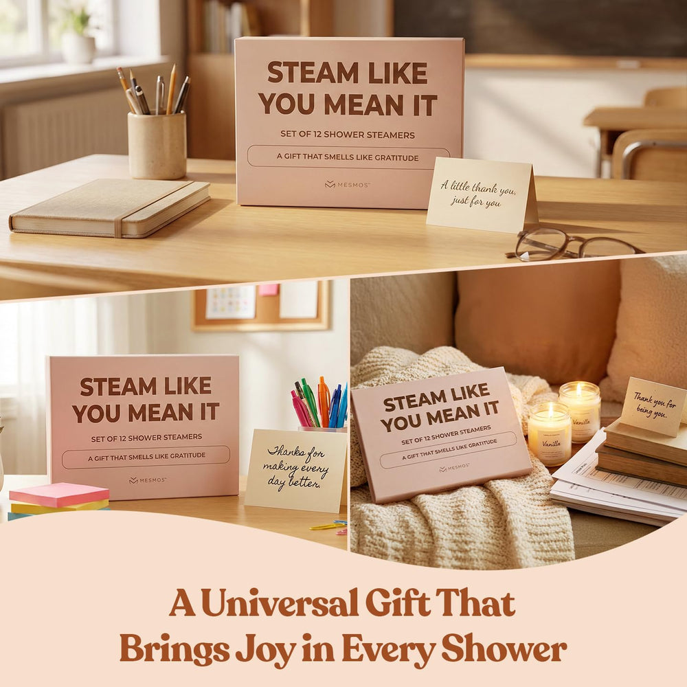 MESMOS wrapped gift set with positive messages, ready for gifting.