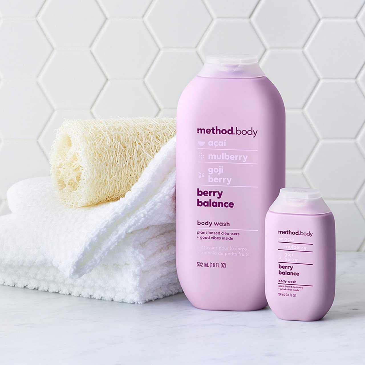 Method Berry Balance bottle shows paraben- and phthalate-free formula.