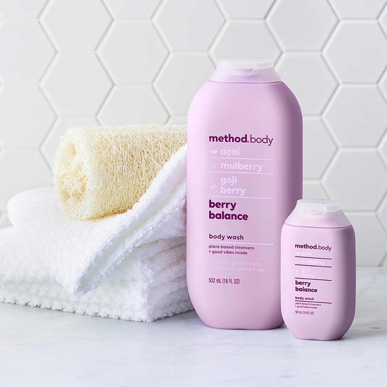 Method 65% recycled plastic bottle showcases sustainable packaging and responsible choice.