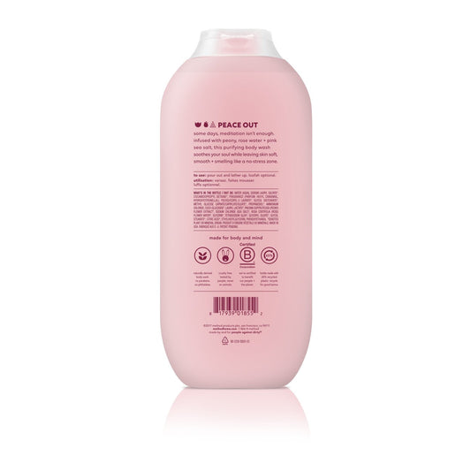 Method Pure Peace bottle back label highlighting ingredients and scent notes.