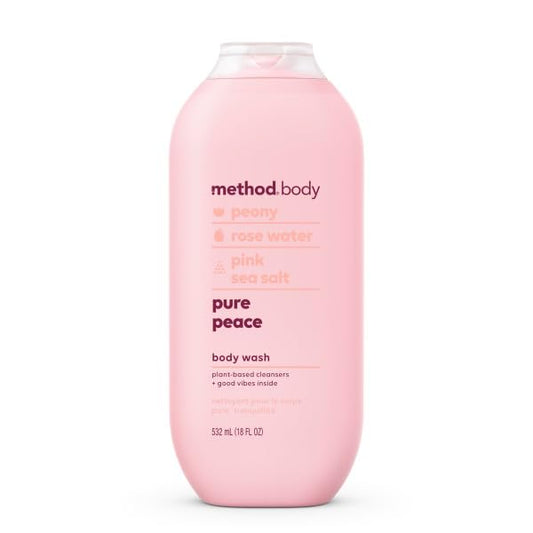 Method Pure Peace bottle—calming aroma for a soothing bath experience.