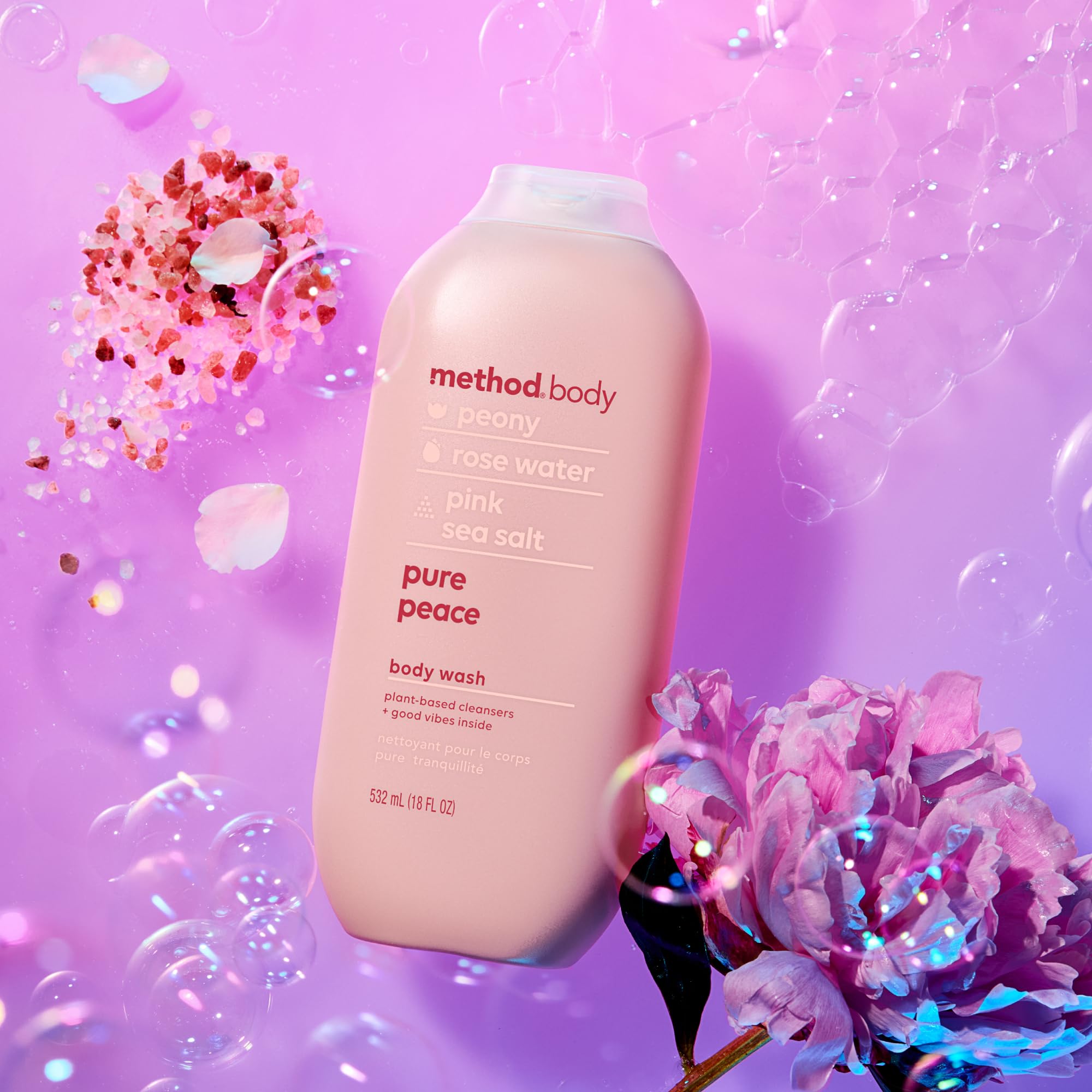 Cruelty-free badge and eco-conscious packaging of Method Pure Peace.