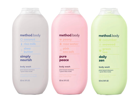 Method Body Wash Sampler Pack front view with three bottles for varied scents.