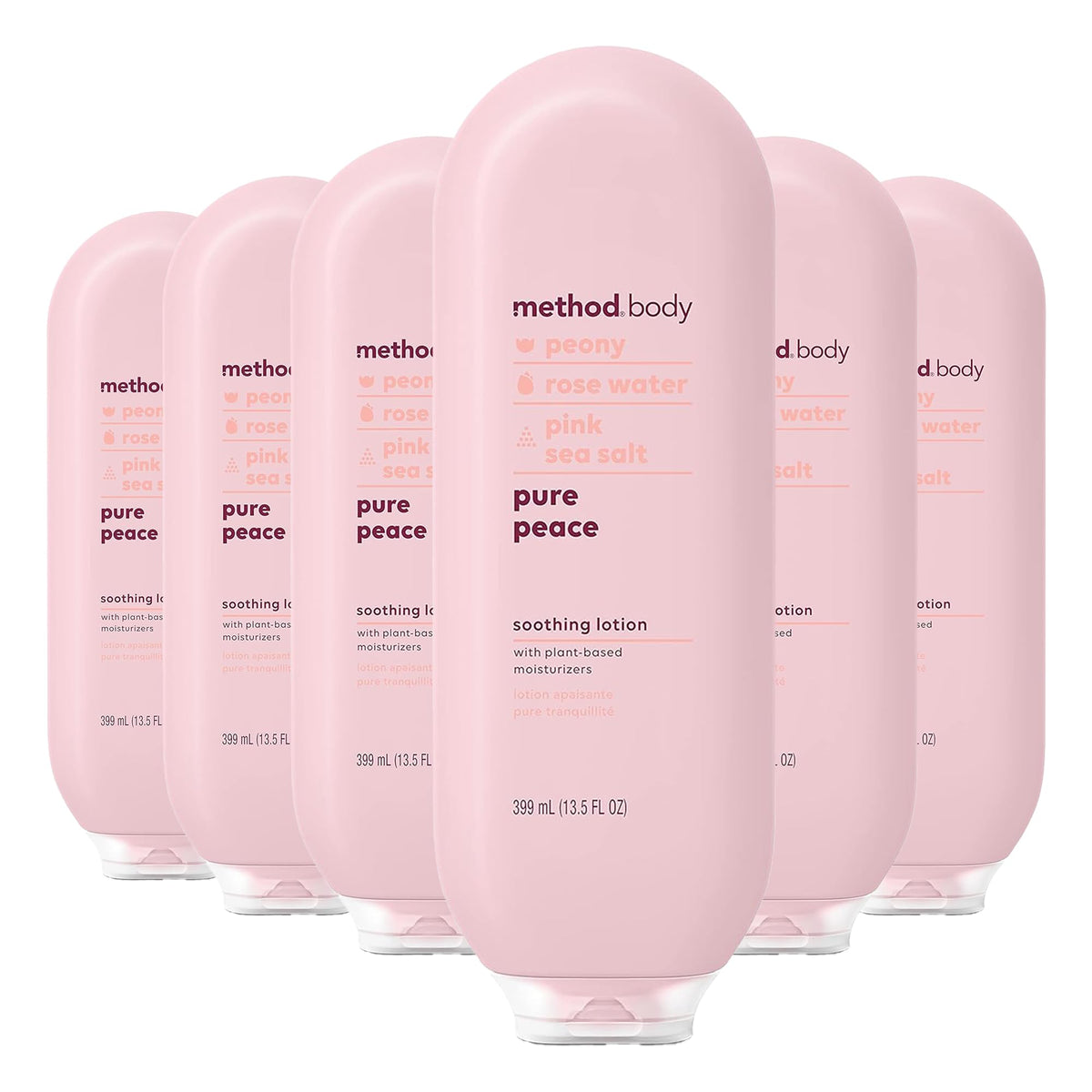 Method Daily Lotion Pure Peace six-pack bottles show value for family hydration