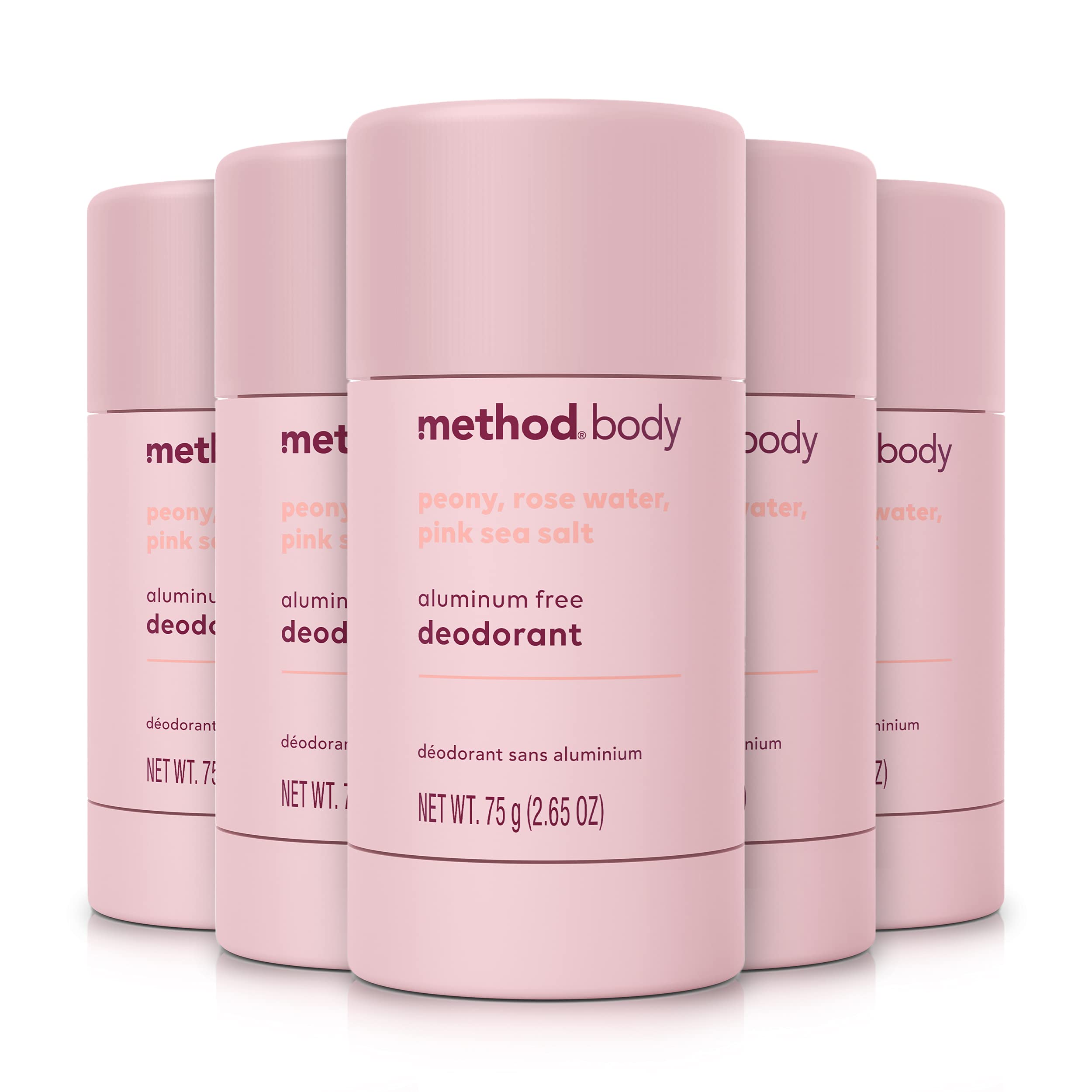 Method Pure Peace deodorant pack of five displayed for all-day freshness.