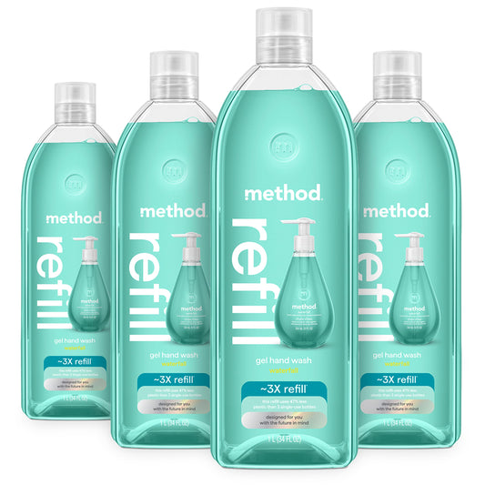 Method Waterfall refill bottle shown with eco-friendly packaging and refill-ready design