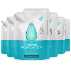 Method Waterfall refill pouch showing eco packaging and plant-based cleansing for hands.