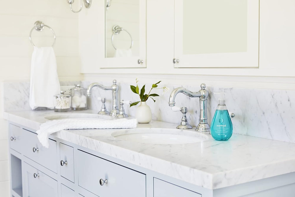 Method Sweet Water hand soap lather on skin demonstrating softness