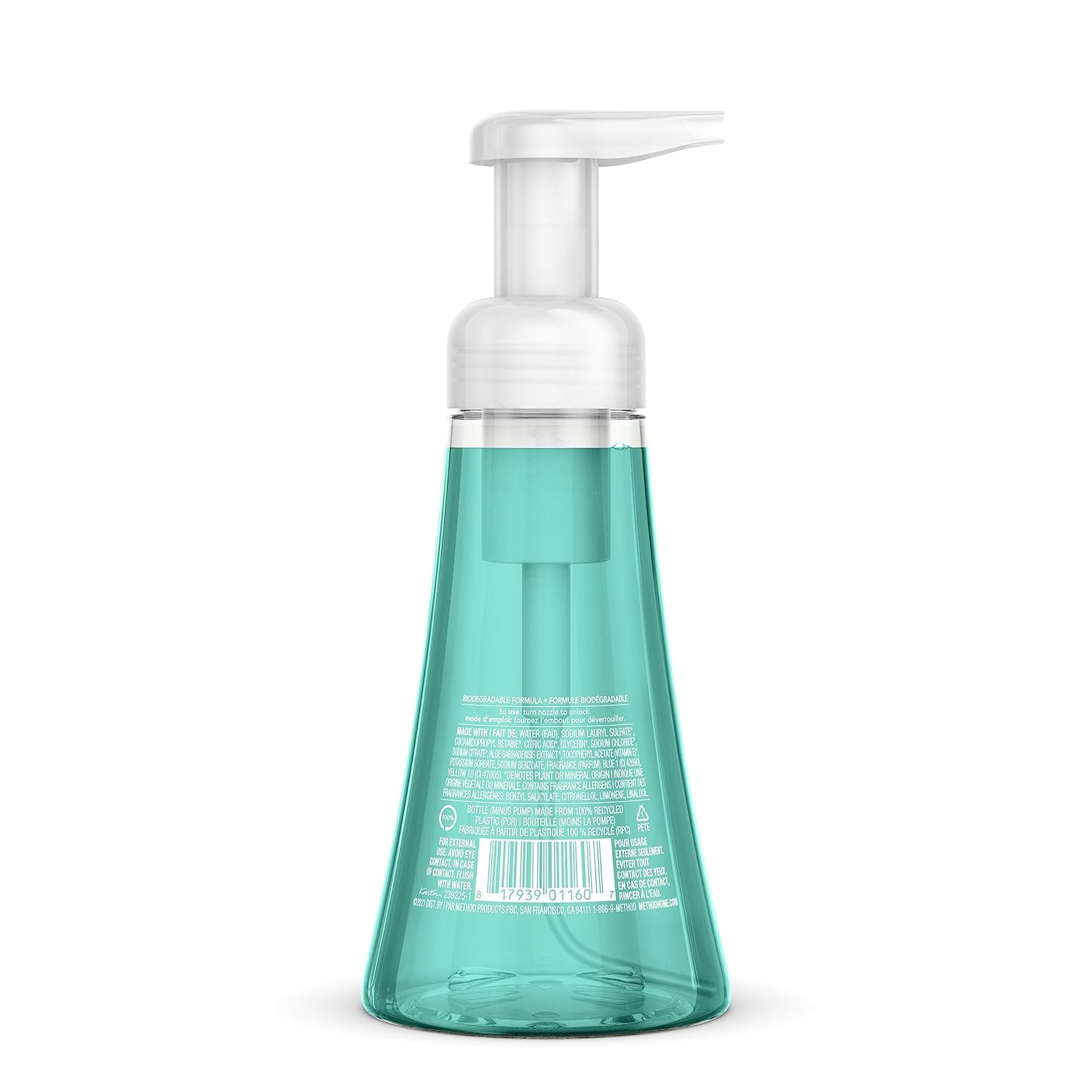 Method Lemon Mint foaming soap bottle providing zesty lift and soft skin