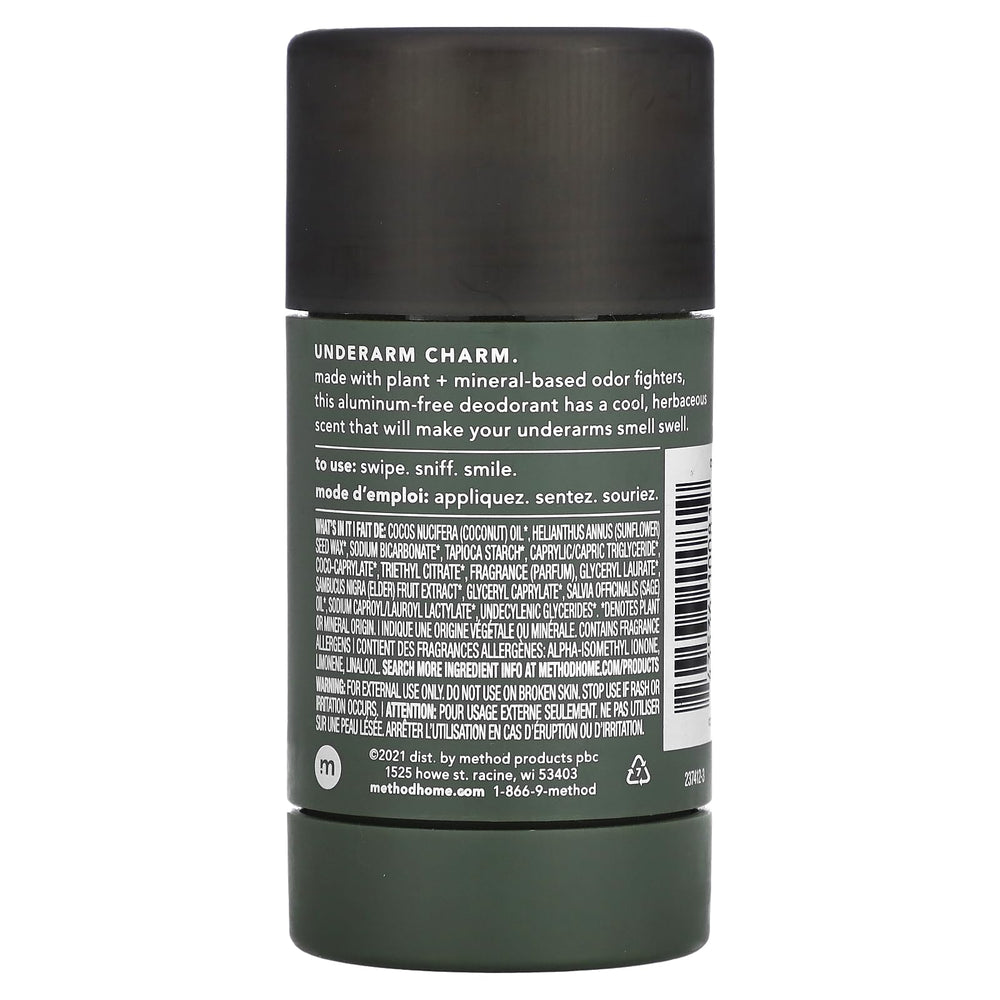 Method Juniper Sage deodorant application delivers a smooth glide for daily use.