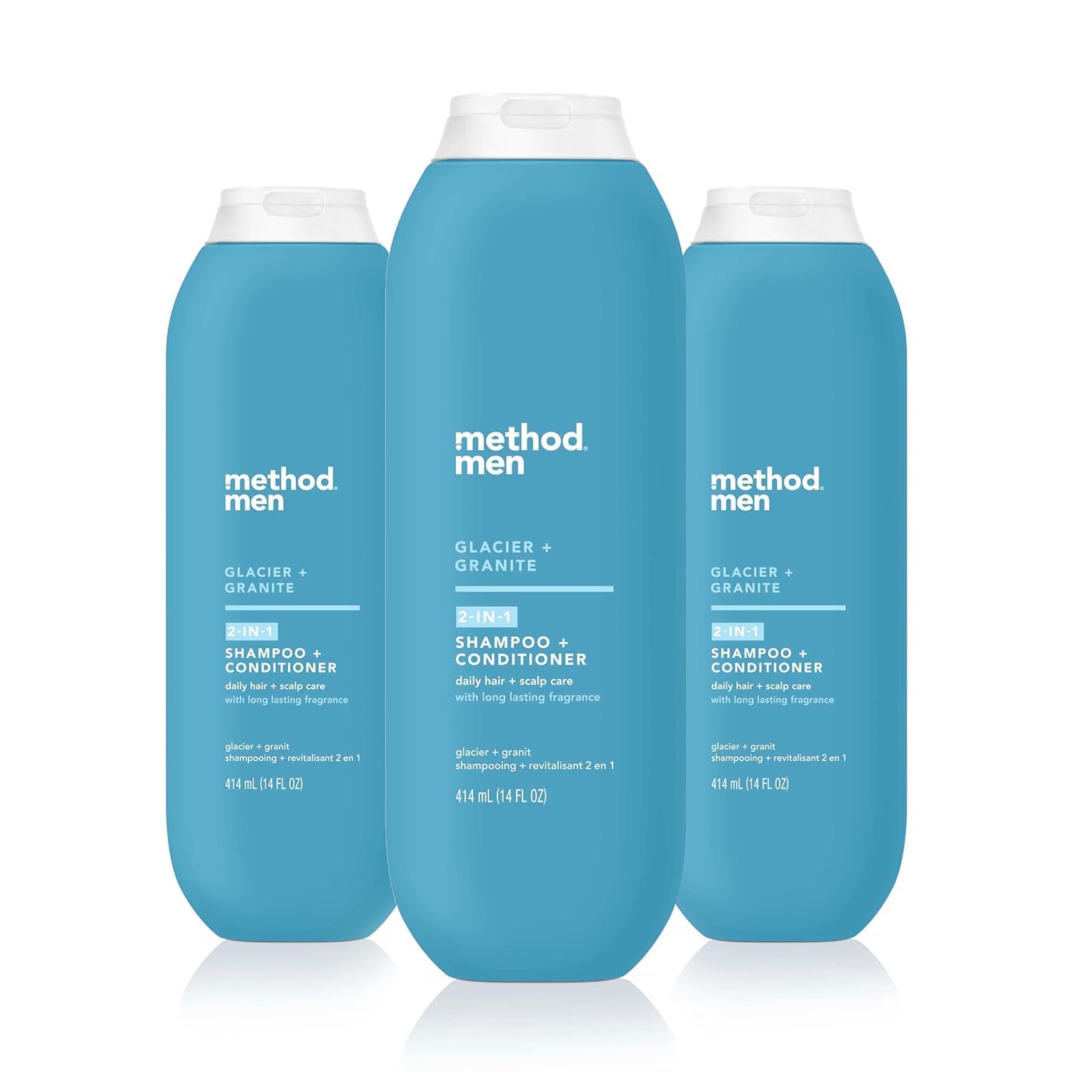 Method Men Glacier + Granite bottle packshot highlighting the 2-in-1 formula