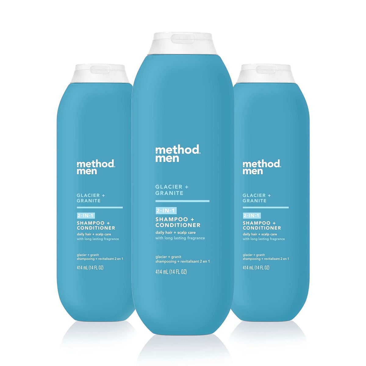 Method Men Glacier + Granite bottle packshot highlighting the 2-in-1 formula