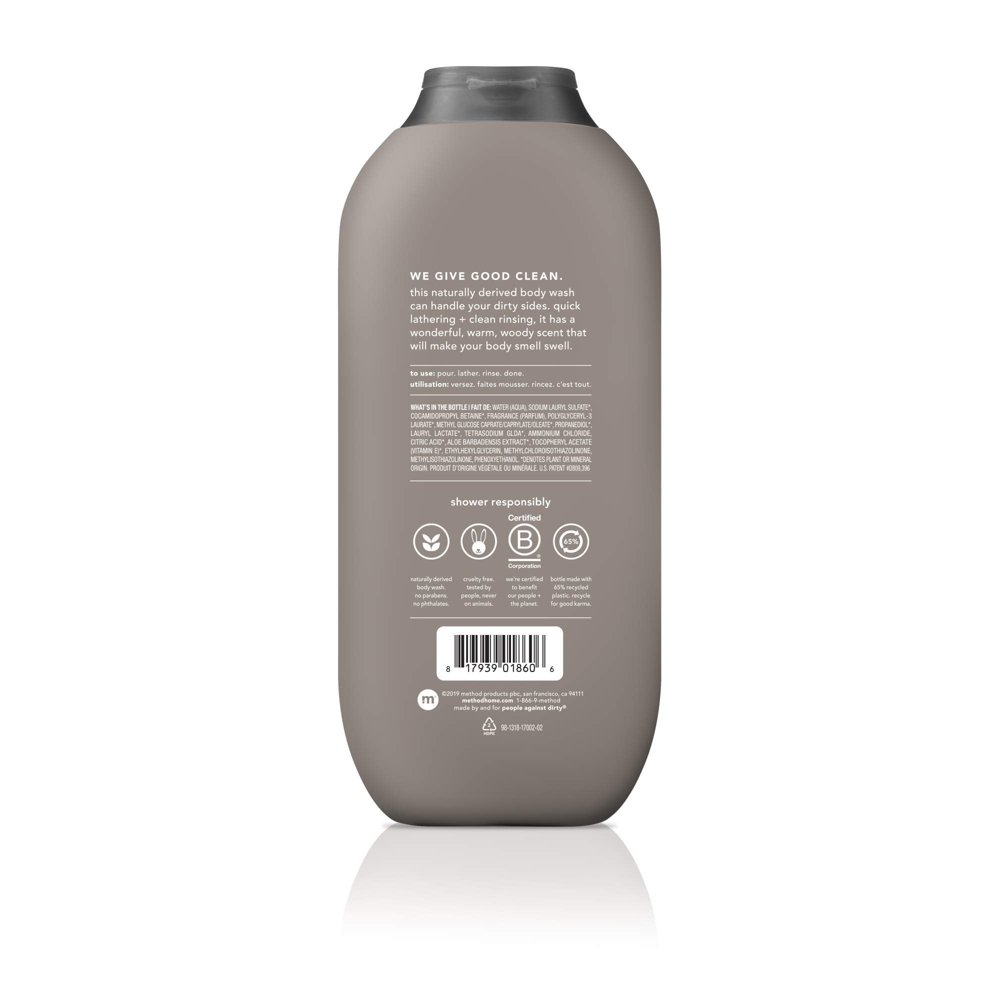 Method Men Sea + Surf bottle pour, quick-lathering for fast showers