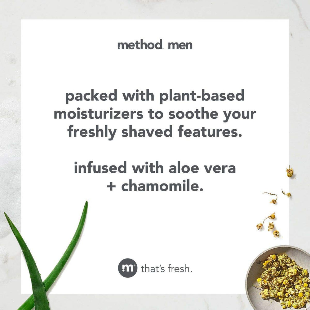 Method Men post-shave balm fast absorption showing quick calm.