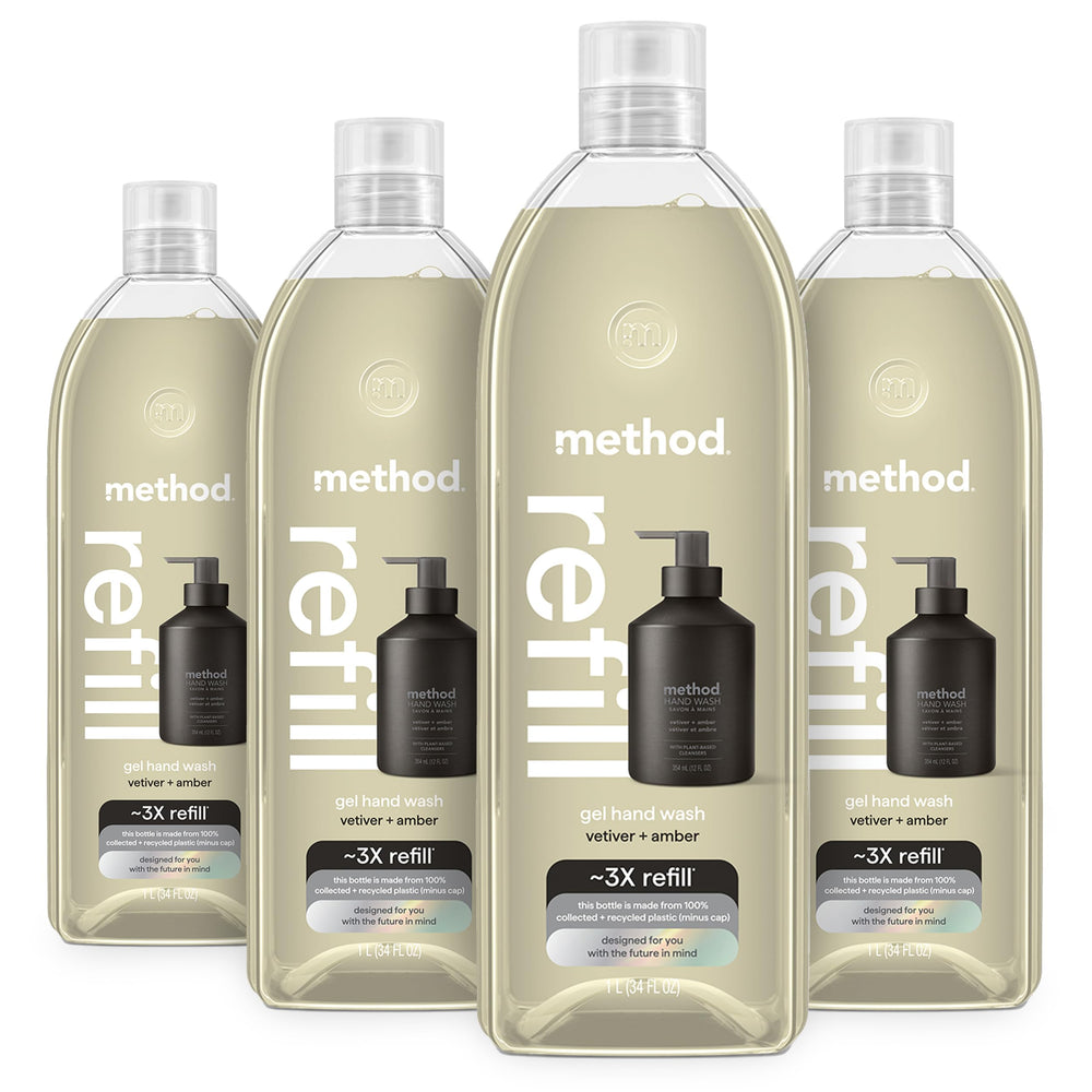 Method Premium Hand Wash Refill bottle with vetiver-amber scent refreshing hands