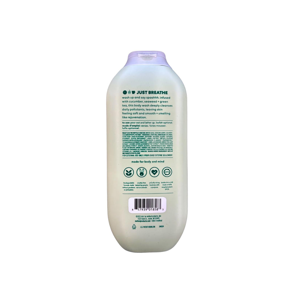Method Pure Peace bottle close-up highlighting calming peony and rose water.