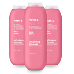 Method Pure Peace shampoo bottle displays color-safe, sulfate-free formula for vibrant color