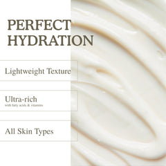 Hands applying the cream to both face and body.