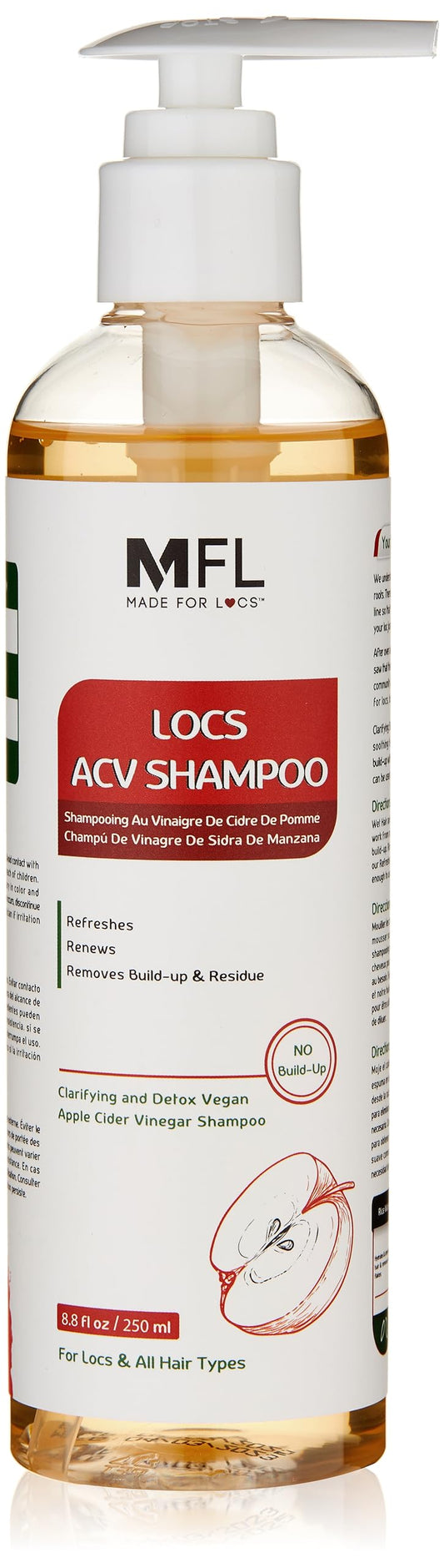 MFL Made for Locs apple cider vinegar shampoo bottle for deep cleanse and scalp refreshment