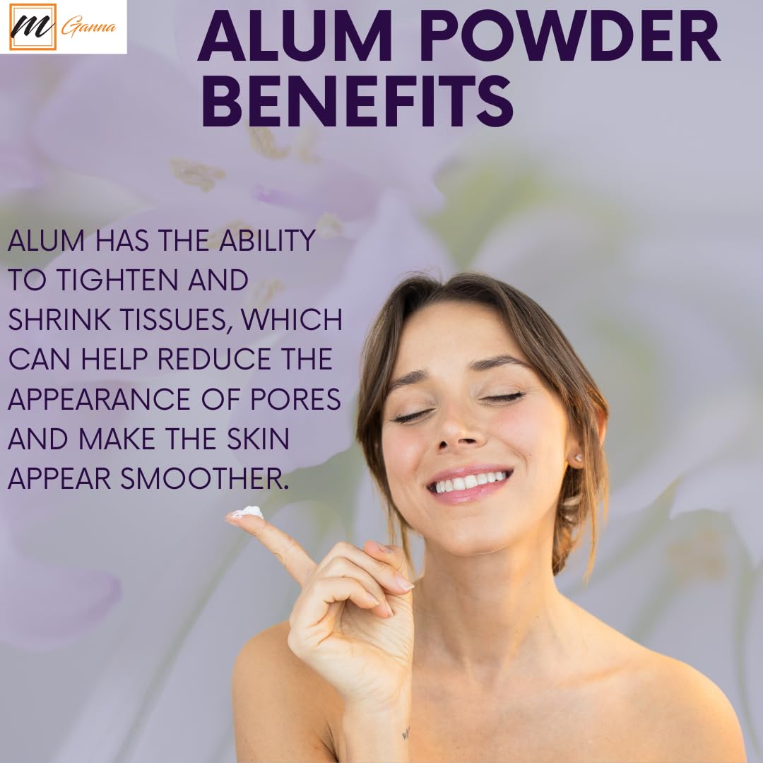 mGanna alum powder applied to the skin as part of a facial care routine.