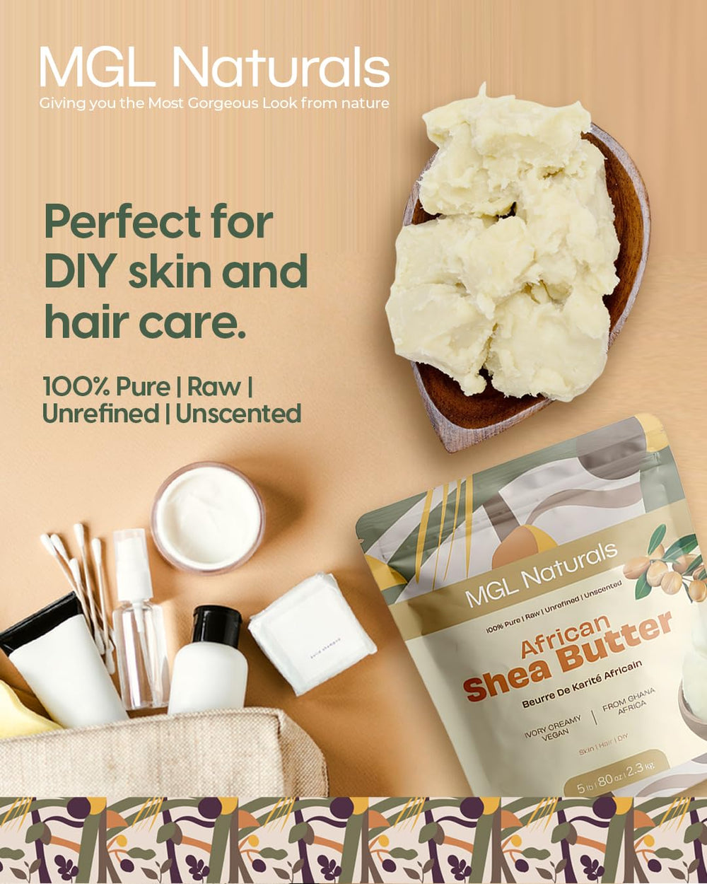 MGL Naturals hair conditioning with shea butter for shine