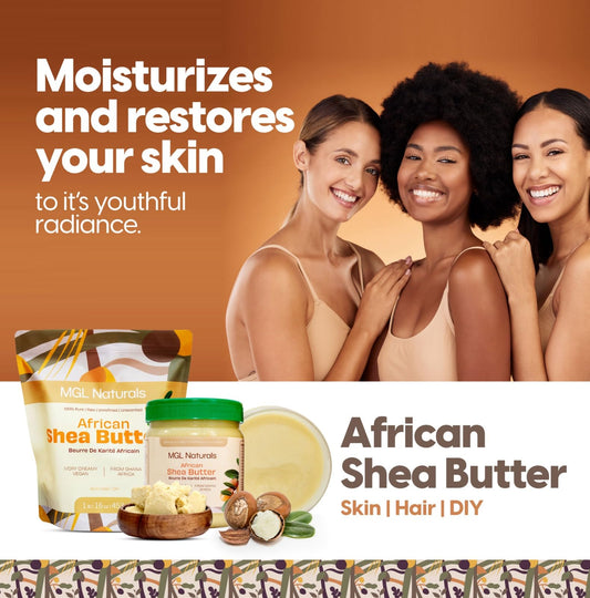 MGL Naturals shea butter on skin application for deep moisturization