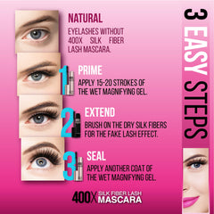 Close-up of the mascara brush with fiber extensions for fuller lashes.