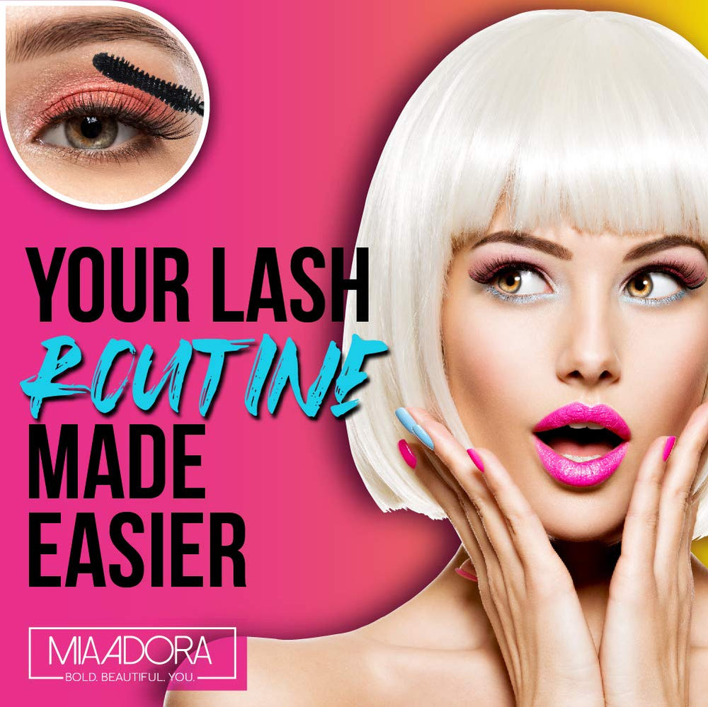 Mia Adora 400X mascara packaging highlights paraben-free, SLS-free safety.