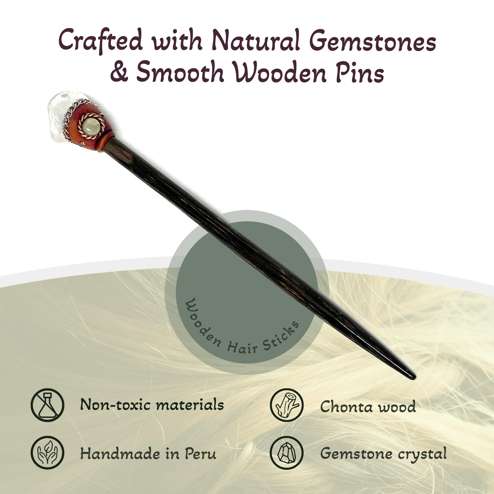 Mia Jewel Shop chonta wood hair stick closeup enhances natural boho texture