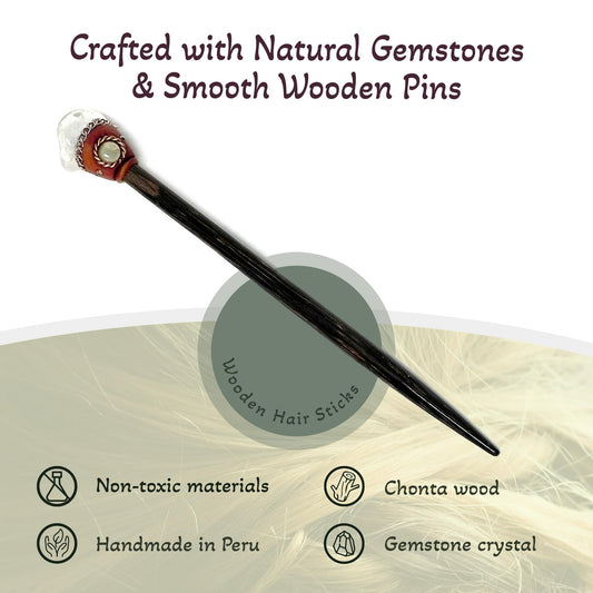 Mia Jewel Shop chonta wood hair stick closeup enhances natural boho texture