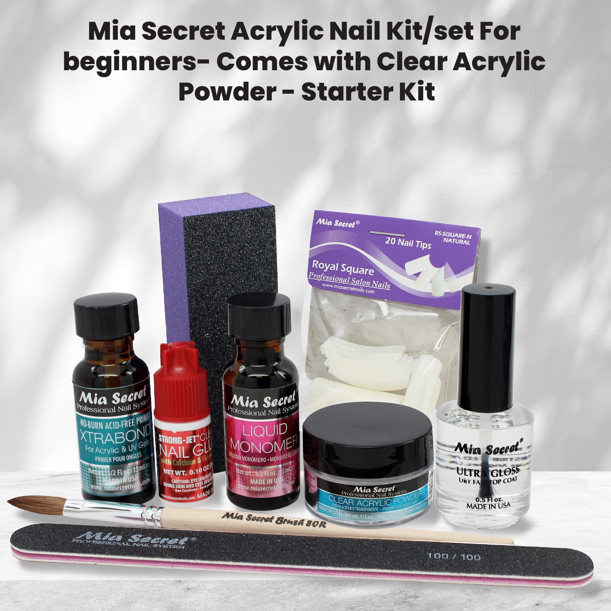 Mia Secret clear acrylic powder for natural-looking coverage
