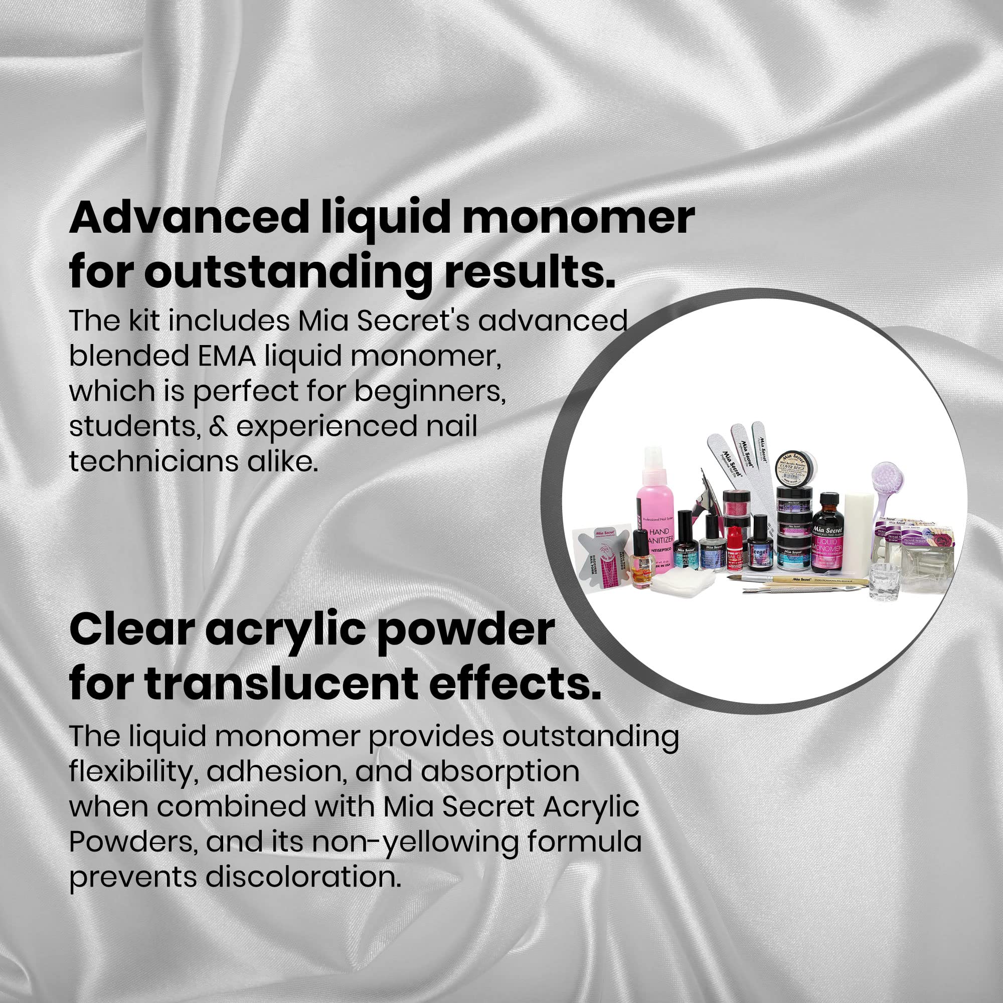 Mia Secret pink acrylic powder for natural-looking nails.